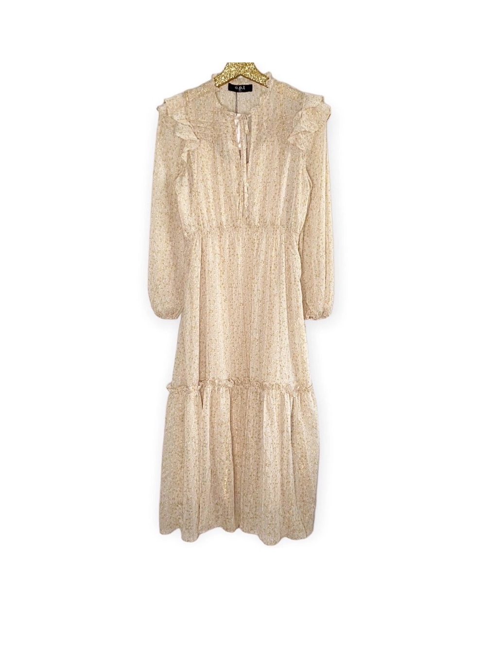 Light Cream Floral Ruffle Dress